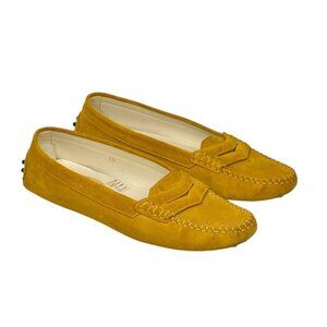 Tod’s Gommino Suede Loafers Sz.10 Yellow Driving Shoes Moccasins Old Money